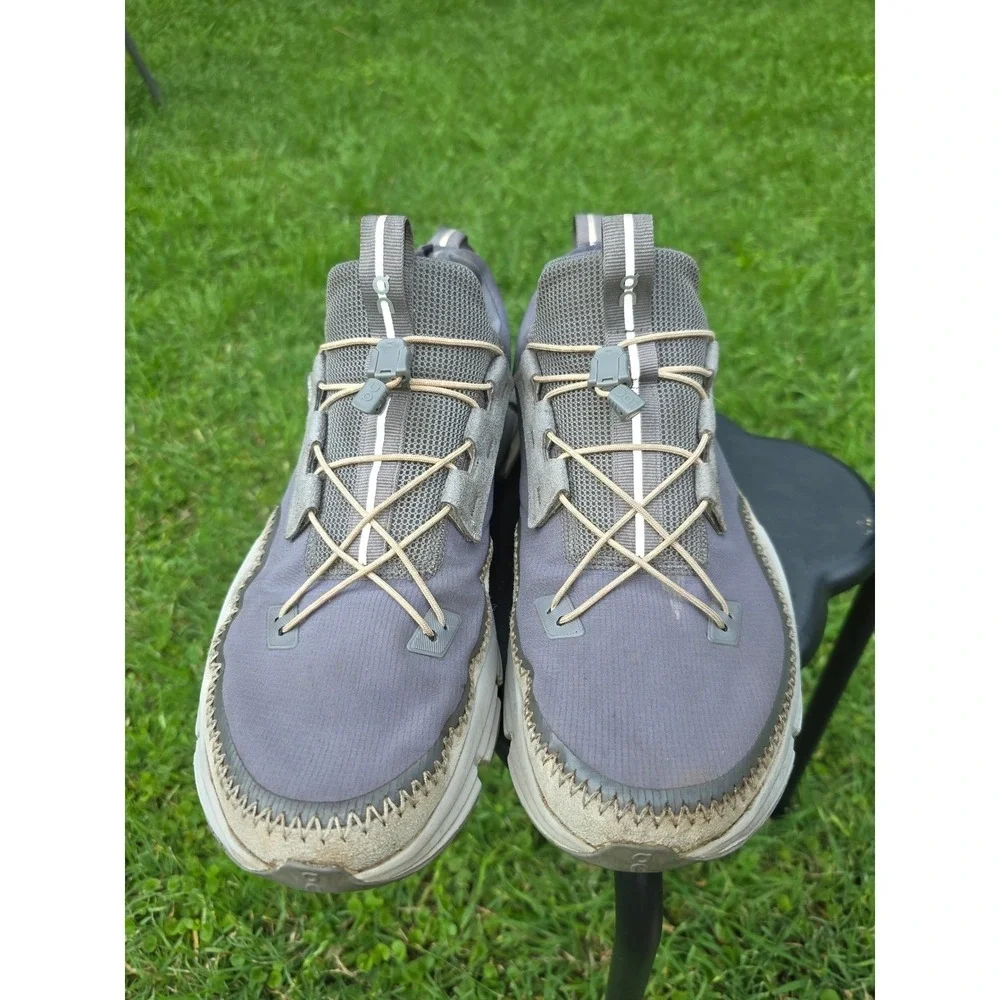 On Running Cloudaway Grey Beige Travel Sneakers Mens 13 CloudTec Toggle Lace